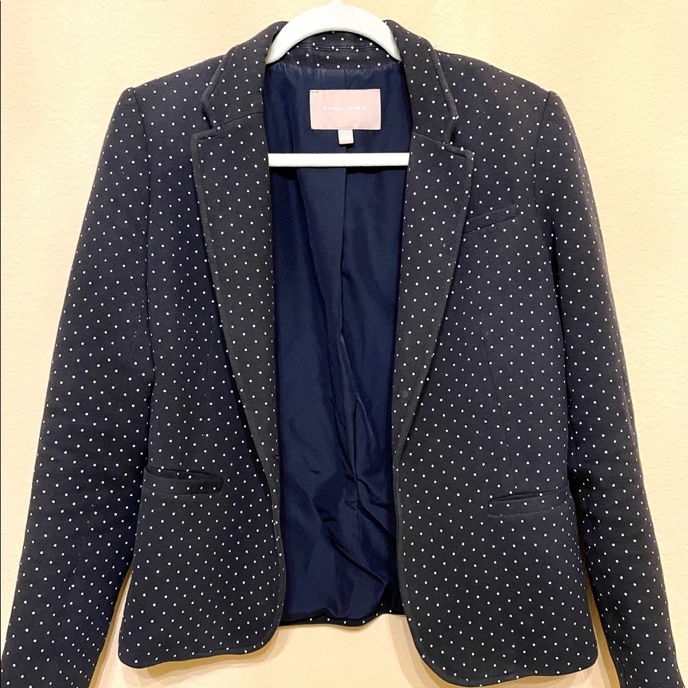 Banana Republic navy blazer w polka dots, like new
